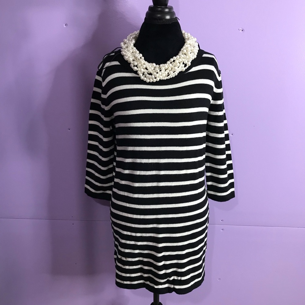 Black and white stripped sweater dress long sleeve